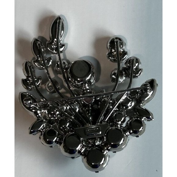 Vintage Eisenberg Crystal Prong Rhinestone Floral Wreath Brooch Pin Rhodium - Picture 13 of 13